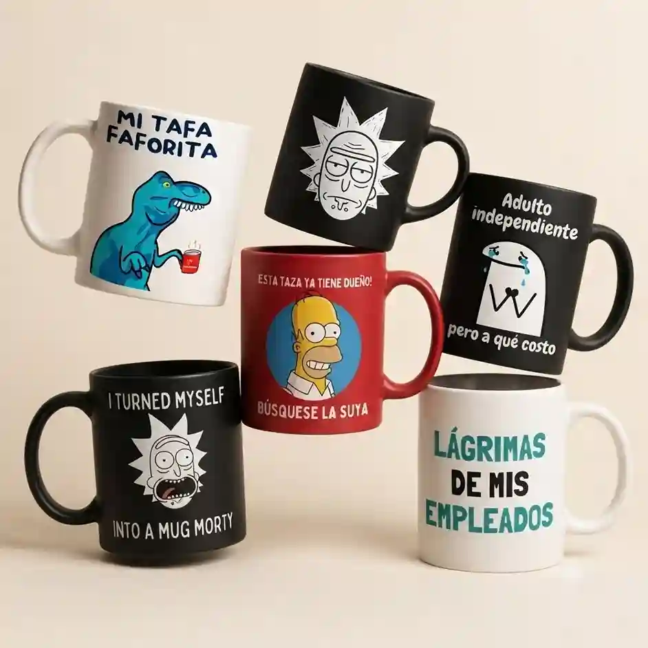 Diseños de PixelPack aplicados en tazas